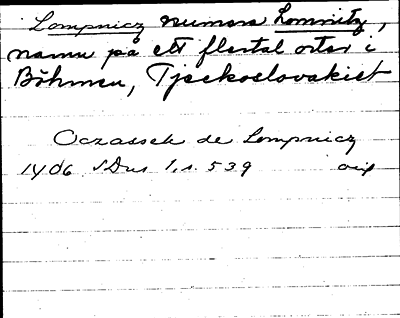 Bild på arkivkortet för arkivposten Lompnicz, numera Lomnitz