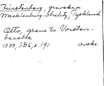 Bild på arkivkortet för arkivposten Fürstenberg