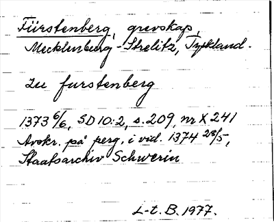 Bild på arkivkortet för arkivposten Fürstenberg