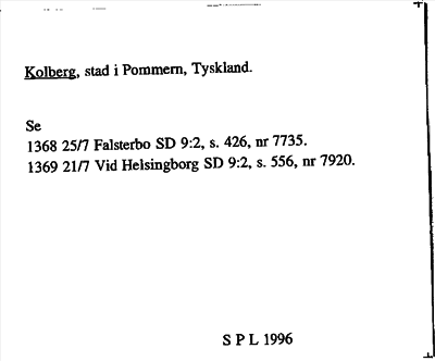 Bild på arkivkortet för arkivposten Kolberg