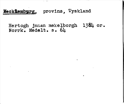 Bild på arkivkortet för arkivposten Mecklemburg