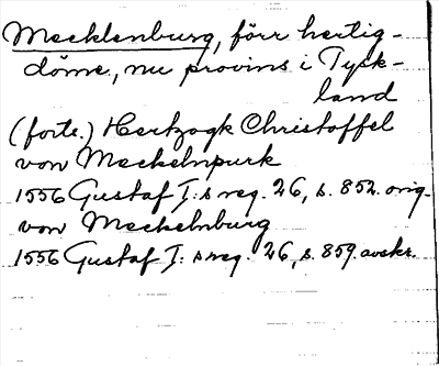 Bild på arkivkortet för arkivposten Mecklenburg