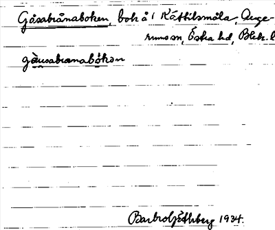 Bild på arkivkortet för arkivposten Gåsabrånaboken