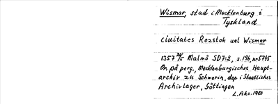 Bild på arkivkortet för arkivposten Wismar