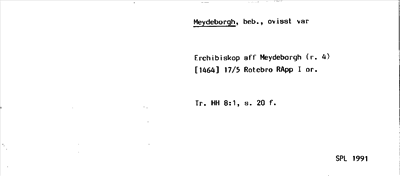 Bild på arkivkortet för arkivposten Meydeborgh