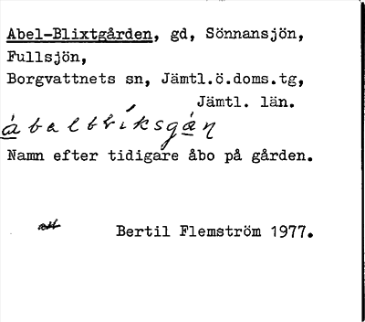 Bild på arkivkortet för arkivposten Abel-Blixtgården