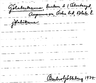 Bild på arkivkortet för arkivposten Gölabackarna