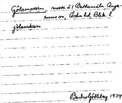 Bild på arkivkortet för arkivposten Gölamossen