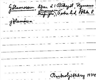 Bild på arkivkortet för arkivposten Gölamossen