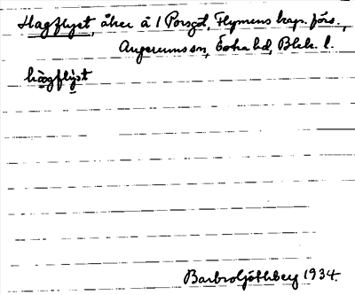 Bild på arkivkortet för arkivposten Hagflyet