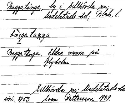Bild på arkivkortet för arkivposten Baggatånga