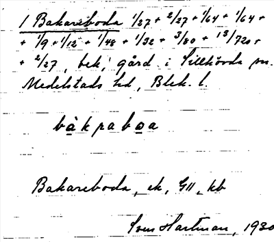 Bild på arkivkortet för arkivposten Bakareboda