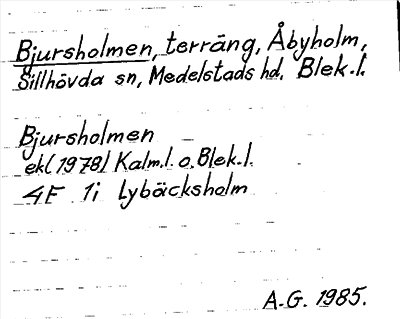 Bild på arkivkortet för arkivposten Bjursholmen