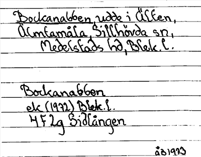 Bild på arkivkortet för arkivposten Bockanabben