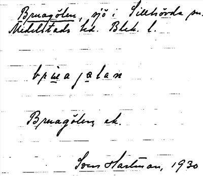 Bild på arkivkortet för arkivposten Bruagölen