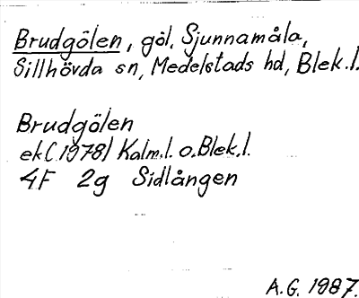 Bild på arkivkortet för arkivposten Brudgölen