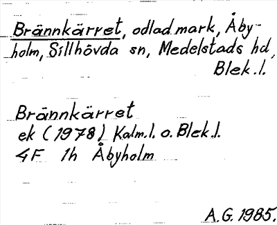 Bild på arkivkortet för arkivposten Brännkärret