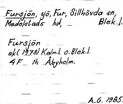 Bild på arkivkortet för arkivposten Fursjön