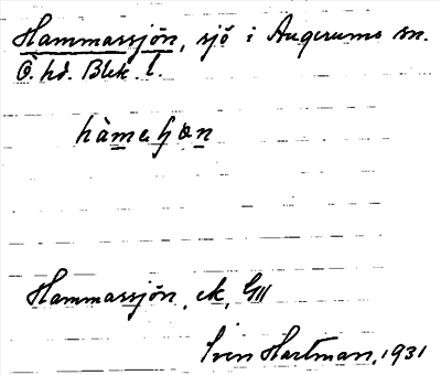 Bild på arkivkortet för arkivposten Hammarsjön