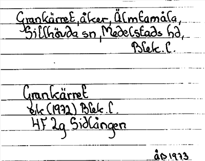 Bild på arkivkortet för arkivposten Grankärret