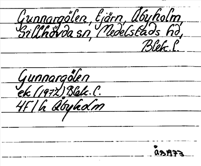 Bild på arkivkortet för arkivposten Gunnargölen