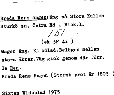 Bild på arkivkortet för arkivposten Breda Rens ängen