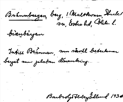 Bild på arkivkortet för arkivposten Brännbergen