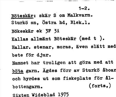 Bild på arkivkortet för arkivposten Böteskär