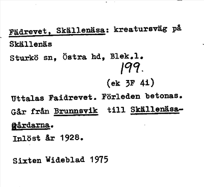 Bild på arkivkortet för arkivposten Fädrevet, Skällenäsa