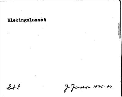 Bild på arkivkortet för arkivposten Blekingslannet