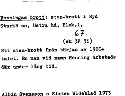 Bild på arkivkortet för arkivposten Henningas brott