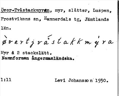Bild på arkivkortet för arkivposten Över-Tvåstackmyren