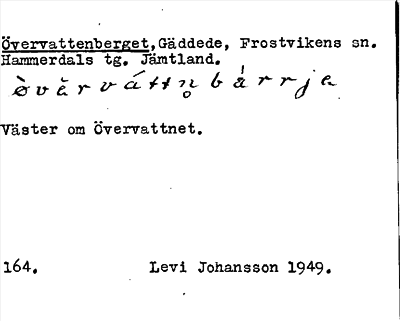 Bild på arkivkortet för arkivposten Övervattenberget
