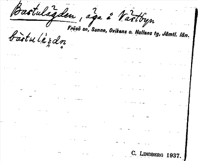 Bild på arkivkortet för arkivposten Bastulägden
