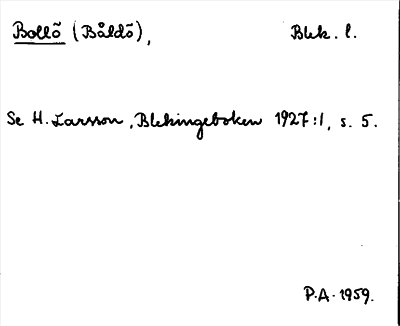 Bild på arkivkortet för arkivposten Bollö (Båldö)