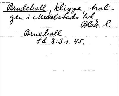 Bild på arkivkortet för arkivposten Brudehall