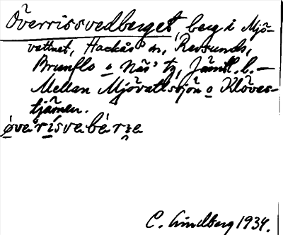 Bild på arkivkortet för arkivposten Överrissvedberget