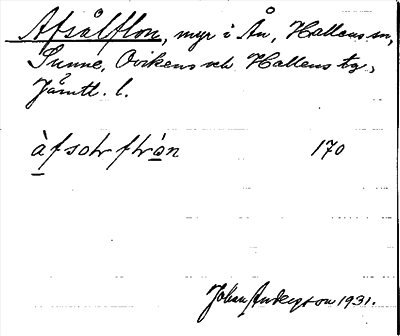 Bild på arkivkortet för arkivposten Afsålflon
