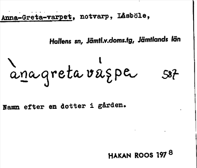 Bild på arkivkortet för arkivposten Anna-Greta-varpet