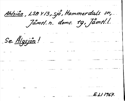 Bild på arkivkortet för arkivposten Ahlsiön