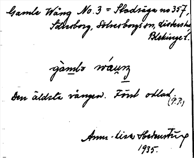 Bild på arkivkortet för arkivposten Gamla Wång no. 3
