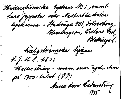 Bild på arkivkortet för arkivposten Hellerströmska lyckan no.1