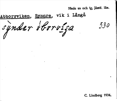 Bild på arkivkortet för arkivposten Abborrviken, Synnre