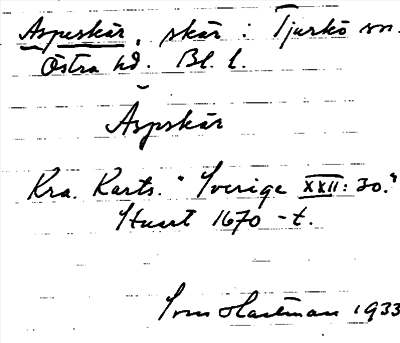 Bild på arkivkortet för arkivposten Aspeskär