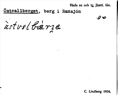 Bild på arkivkortet för arkivposten Östvallberget
