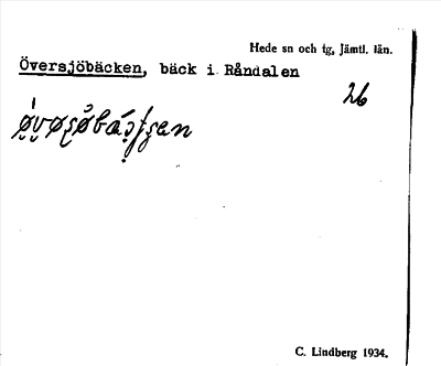Bild på arkivkortet för arkivposten Översjöbäcken