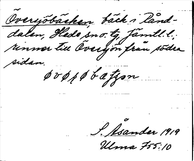 Bild på arkivkortet för arkivposten Översjöbäcken