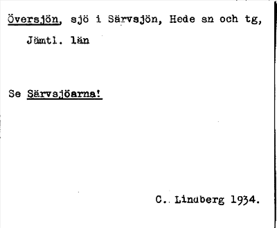 Bild på arkivkortet för arkivposten Översjön, se Särvsjöarna