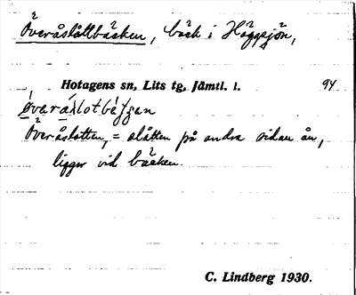 Bild på arkivkortet för arkivposten Överåslåttbäcken
