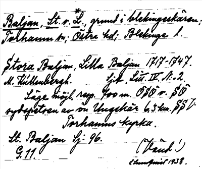 Bild på arkivkortet för arkivposten Baljan, St. o. *L.